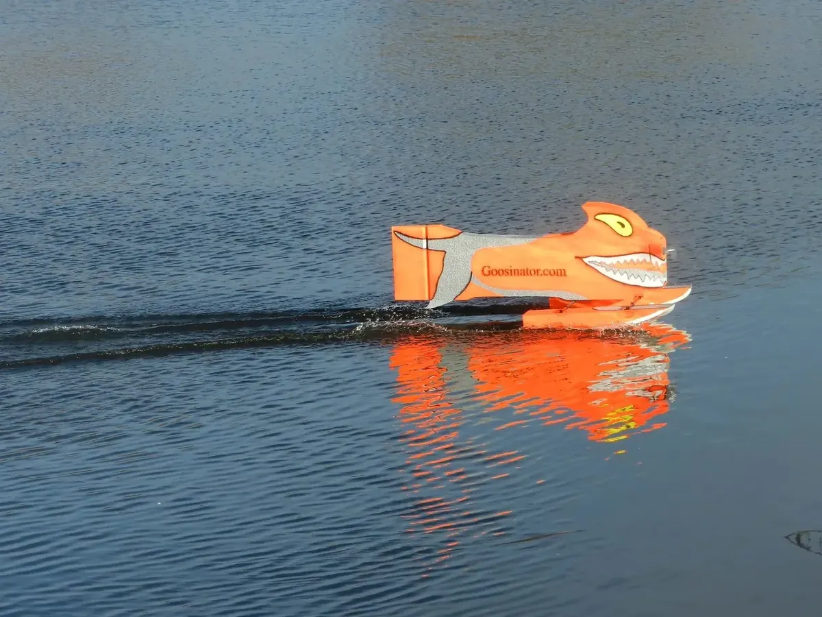The Goosinator crossing open water